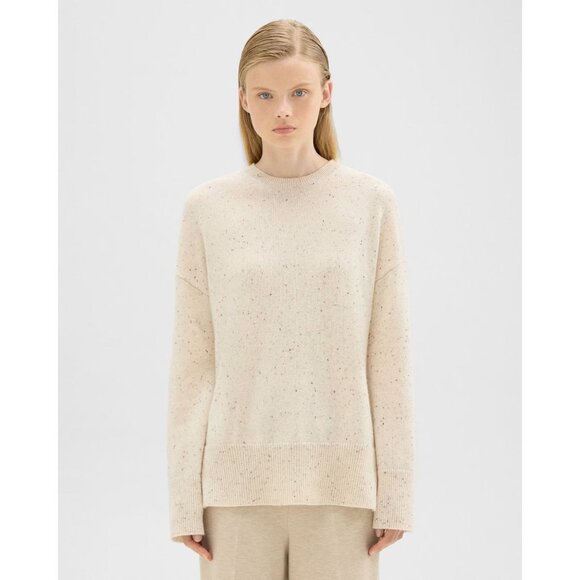 Theory Karenia Crewneck Wool/Cashmere Blend Cream Multi Speckled Womens Sweater - Picture 1 of 6